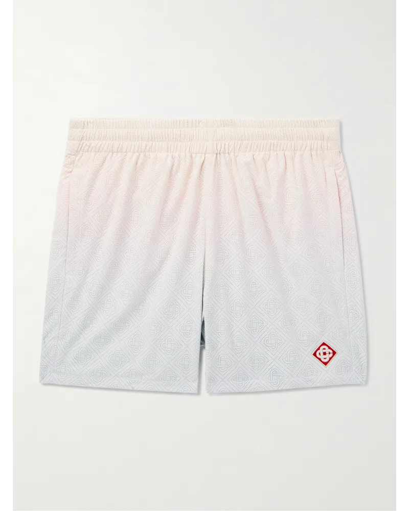 Casablanca Paris Gerade geschnittene Shorts aus lasergeschnittenem Taft mit Farbverlauf und Logoapplikation Mehrfarbig