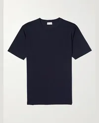 Saint Laurent T-Shirt aus einer Woll-Seidenmischung Blau