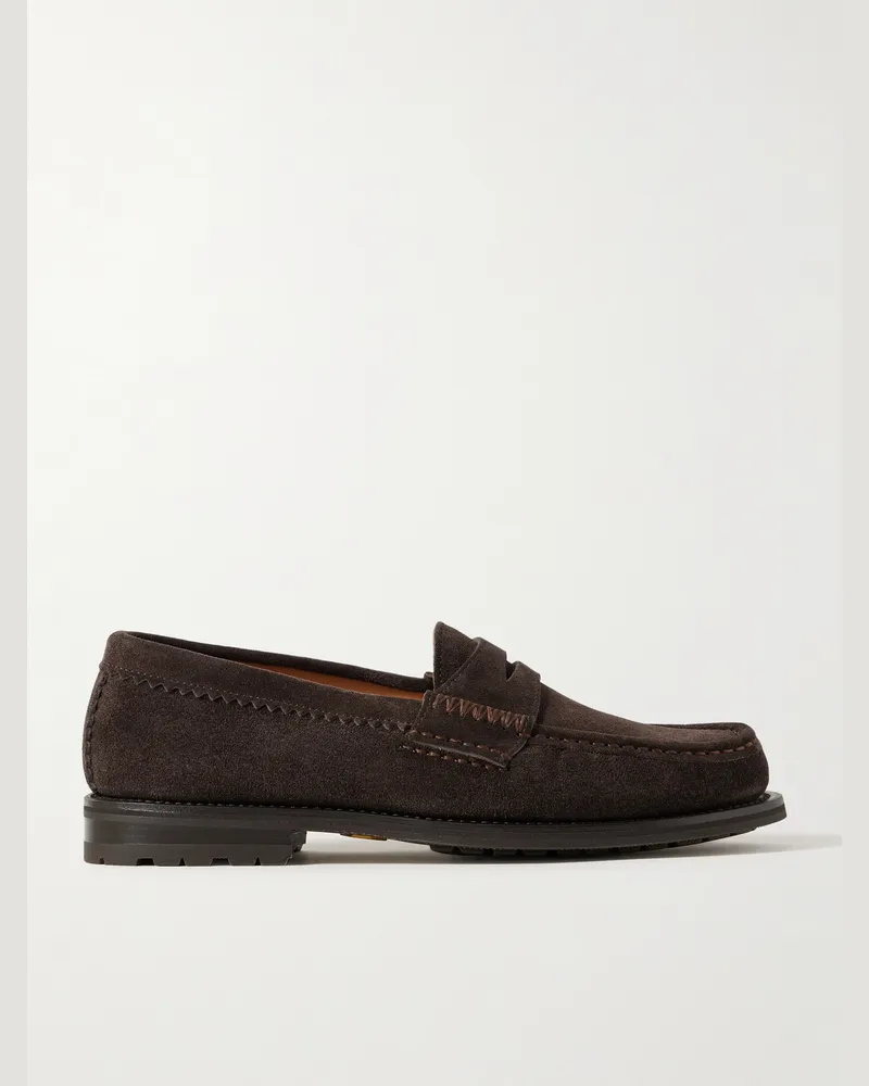 YUKETEN Rob's Suede Penny Loafers Brown