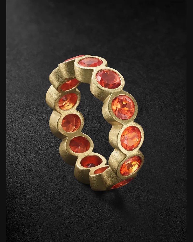 42 Suns Small Memoire-Ring aus 14 Karat geschwärztem Gold mit synthetischen Saphiren Gelb