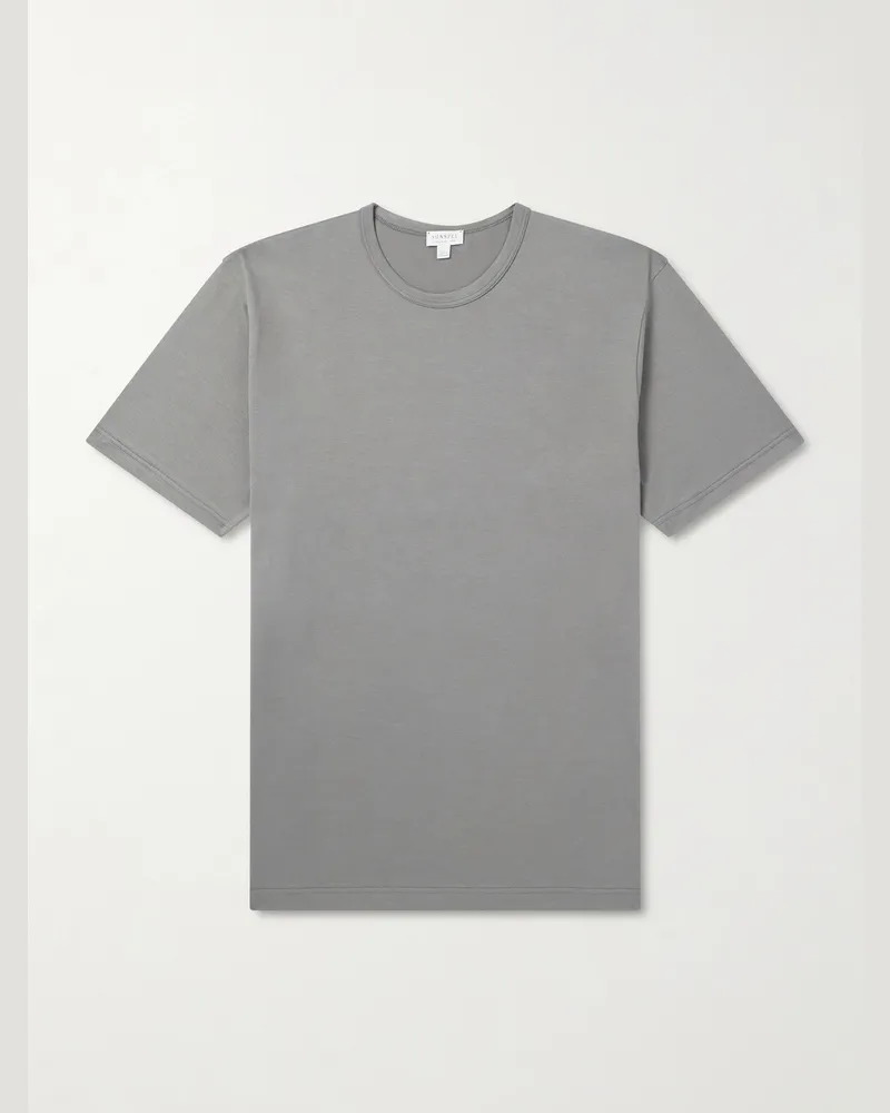 Sunspel Slim-Fit Cotton-Jersey T-Shirt Gray