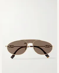 Fendi O'Lock Pilotensonnenbrille mit goldfarbenen Details Gold