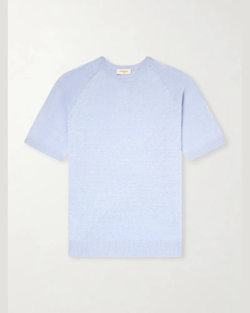 PIACENZA 1733 T-Shirt aus einer Seiden-Leinenmischung Blau