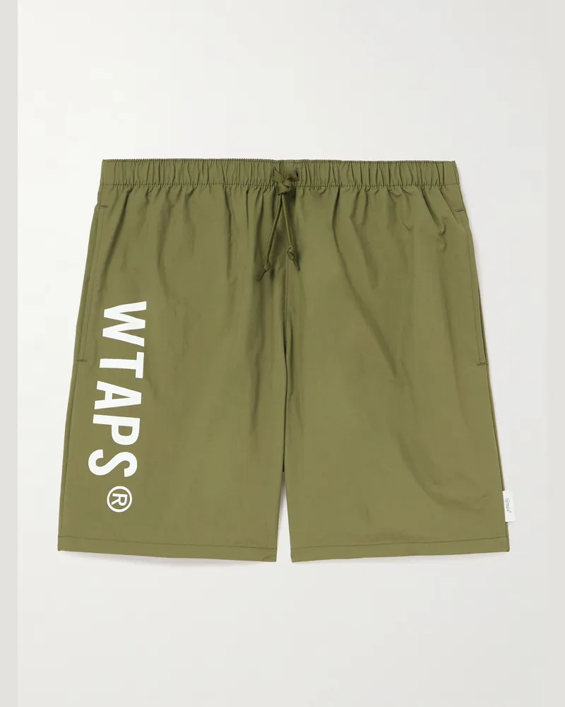 WTAPS Gerade geschnittene Shorts aus Nylon mit Logoprint und Kordelzugbund Grün