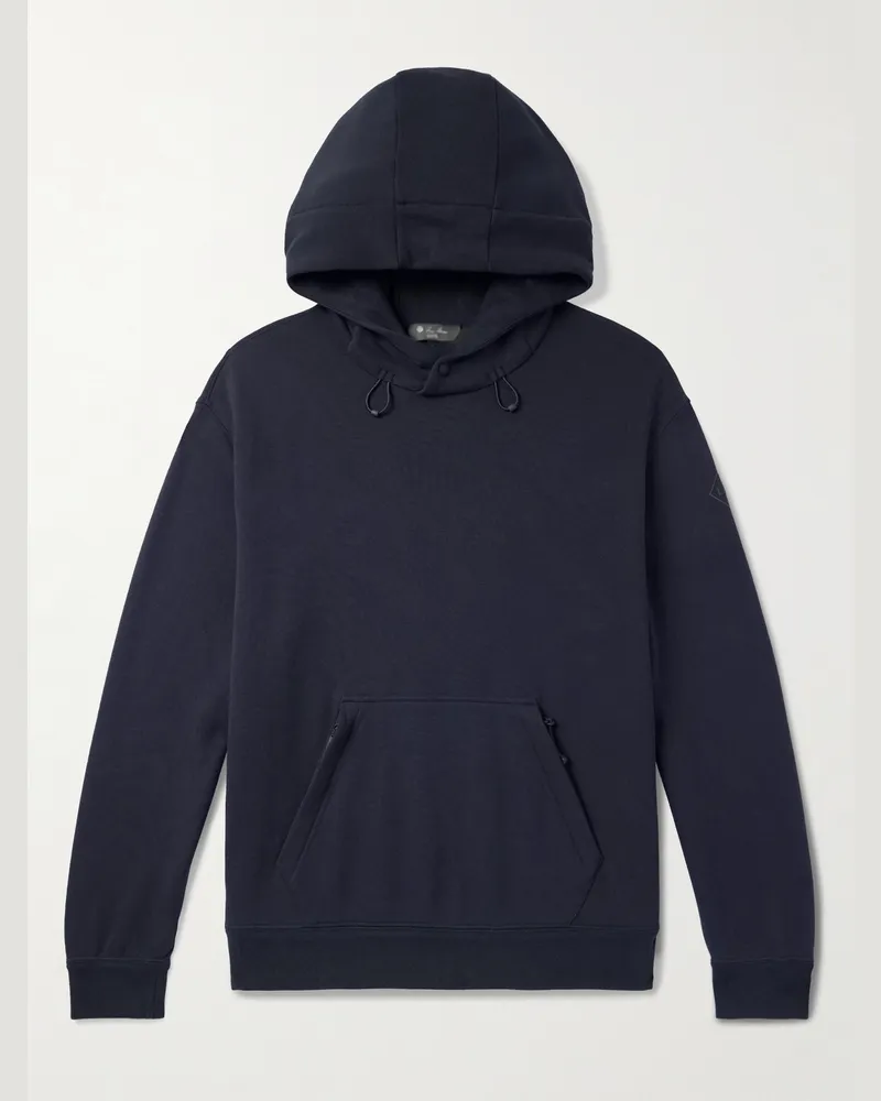 Loro Piana Vogel Hoodie aus Jersey aus einer Baumwoll-Kaschmirmischung Blau