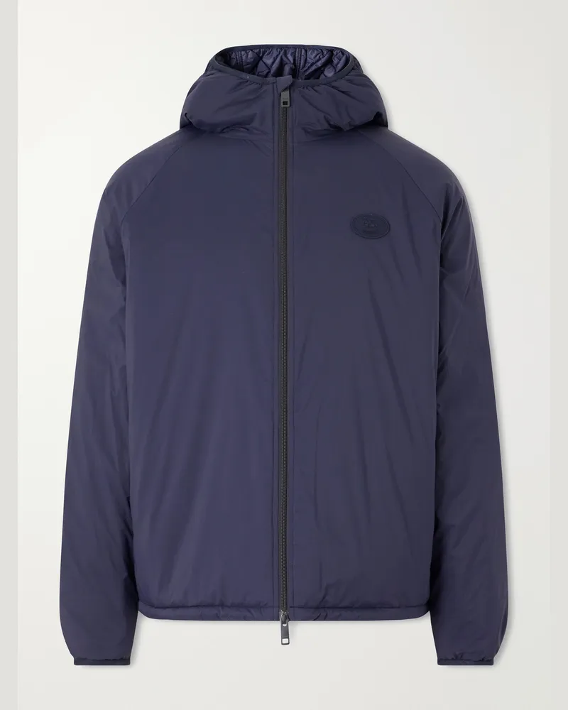 Burberry Logo-Appliquéd Shell Hooded Jacket Blue