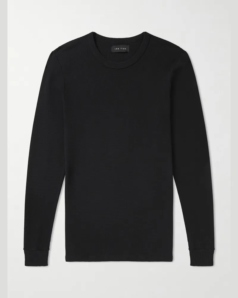 LES TIEN Schmal geschnittenes Oberteil aus Piqué aus einer Baumwollmischung Schwarz