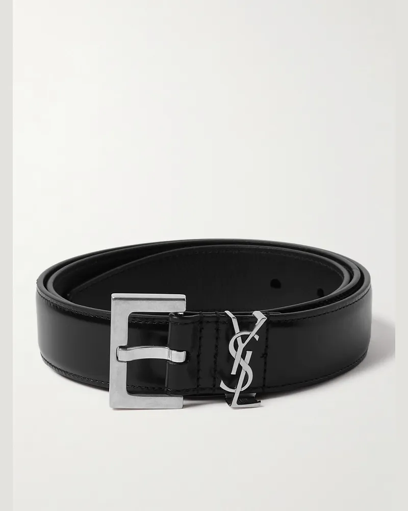 Saint Laurent Ledergürtel, 3 cm Schwarz