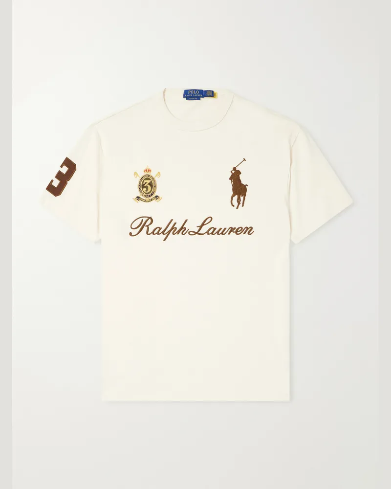 Ralph Lauren Logo-Embroidered Cotton T-Shirt Neutrals