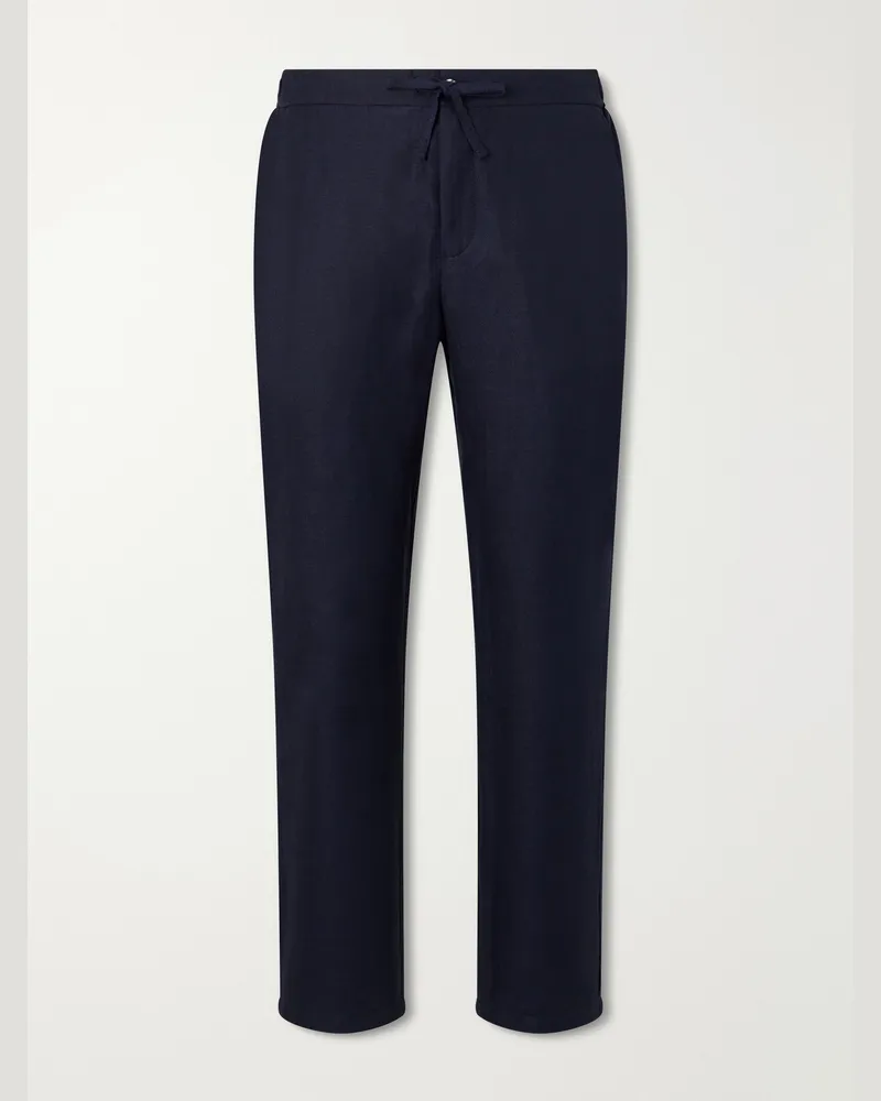 Frescobol Carioca Mendes Straight-Leg Linen and Cotton-Blend Twill Drawstring Trousers Blue