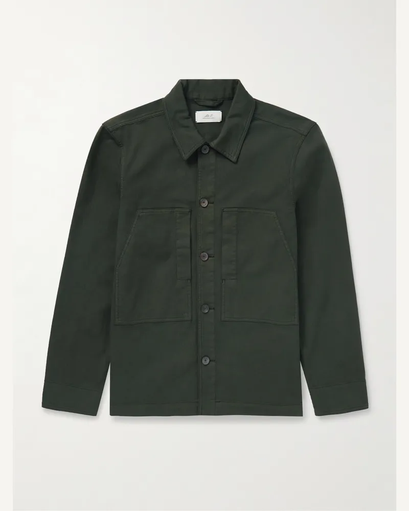MR P. Hemdjacke aus Twill aus einer Baumwollmischung Grün