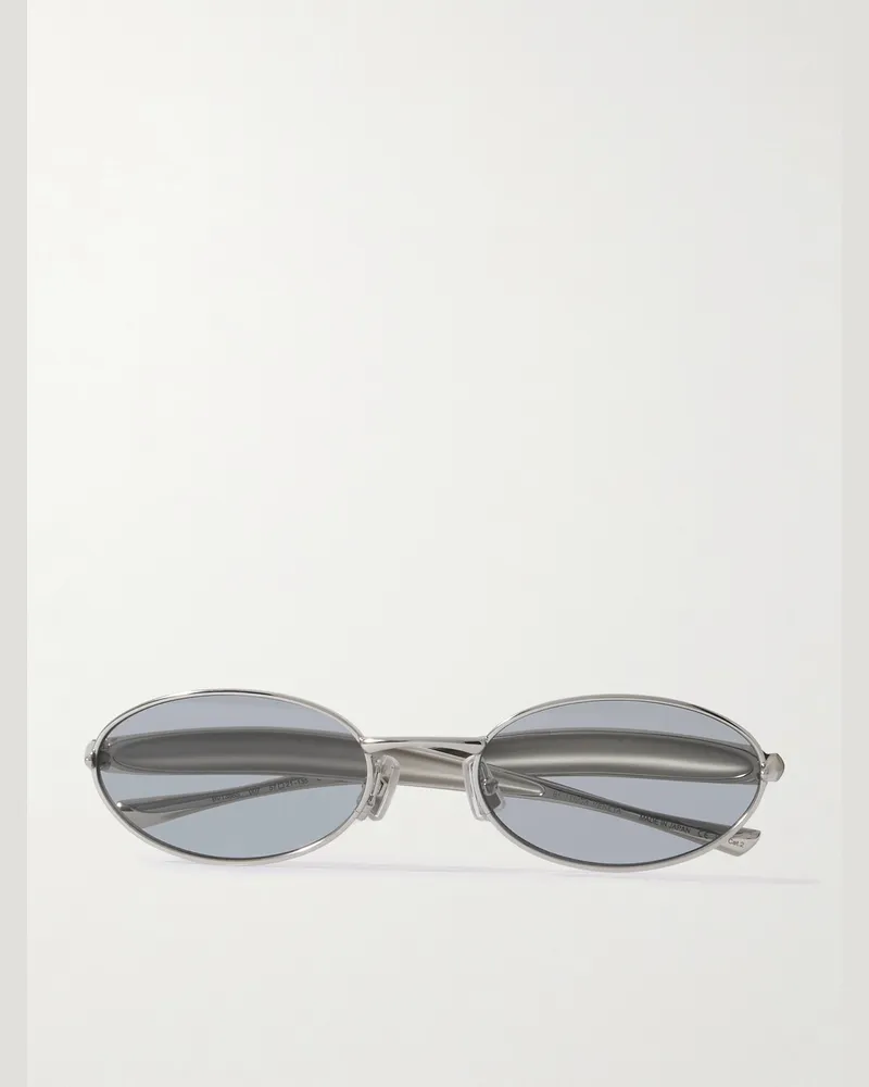 Bottega Veneta Sardine silberfarbene Sonnenbrille mit ovalem Rahmen Silber