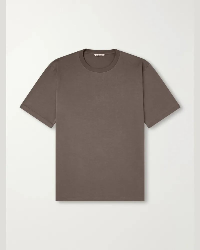 AURALEE Luster Cotton-Jersey T-Shirt Brown
