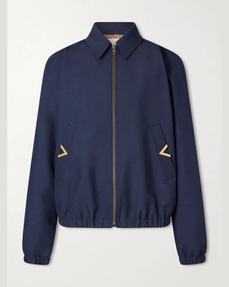 Valentino Garavani VGold Twill Blouson Jacket Blue