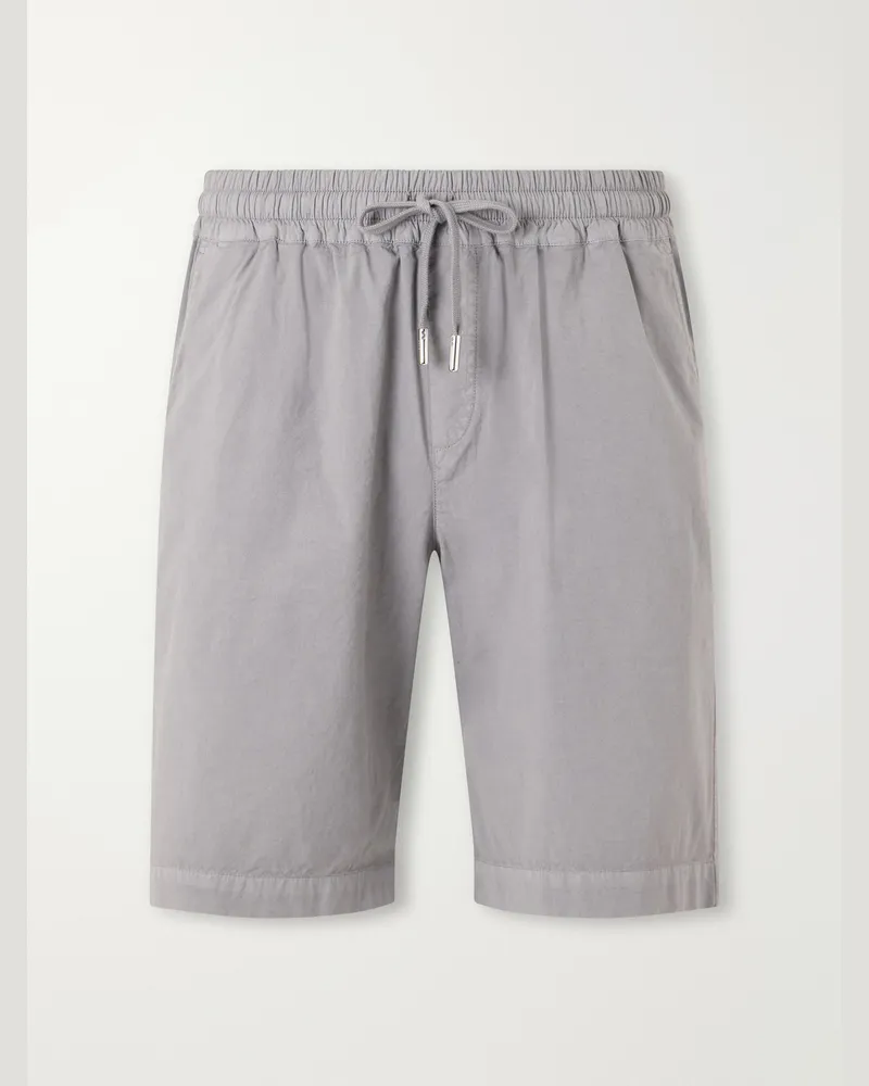Fedeli Straight-Leg Cotton-Blend Poplin Shorts Gray