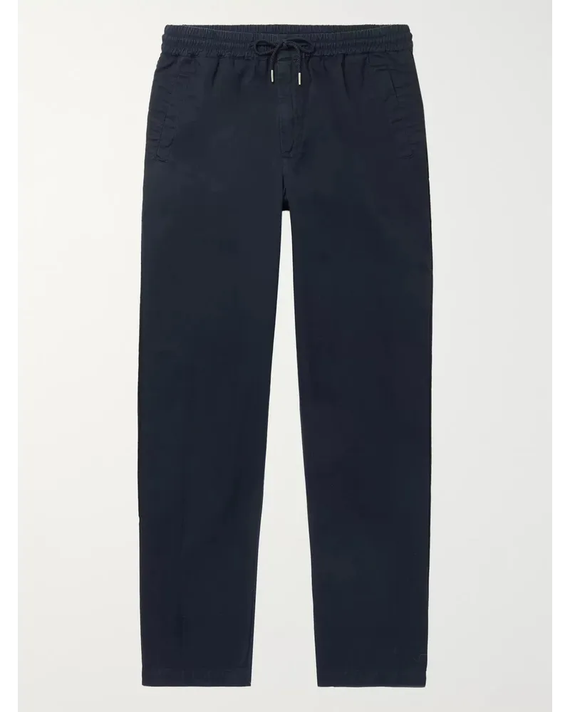 Folk Schmal zulaufende Hose aus Baumwoll-Twill mit Kordelzugbund Blau