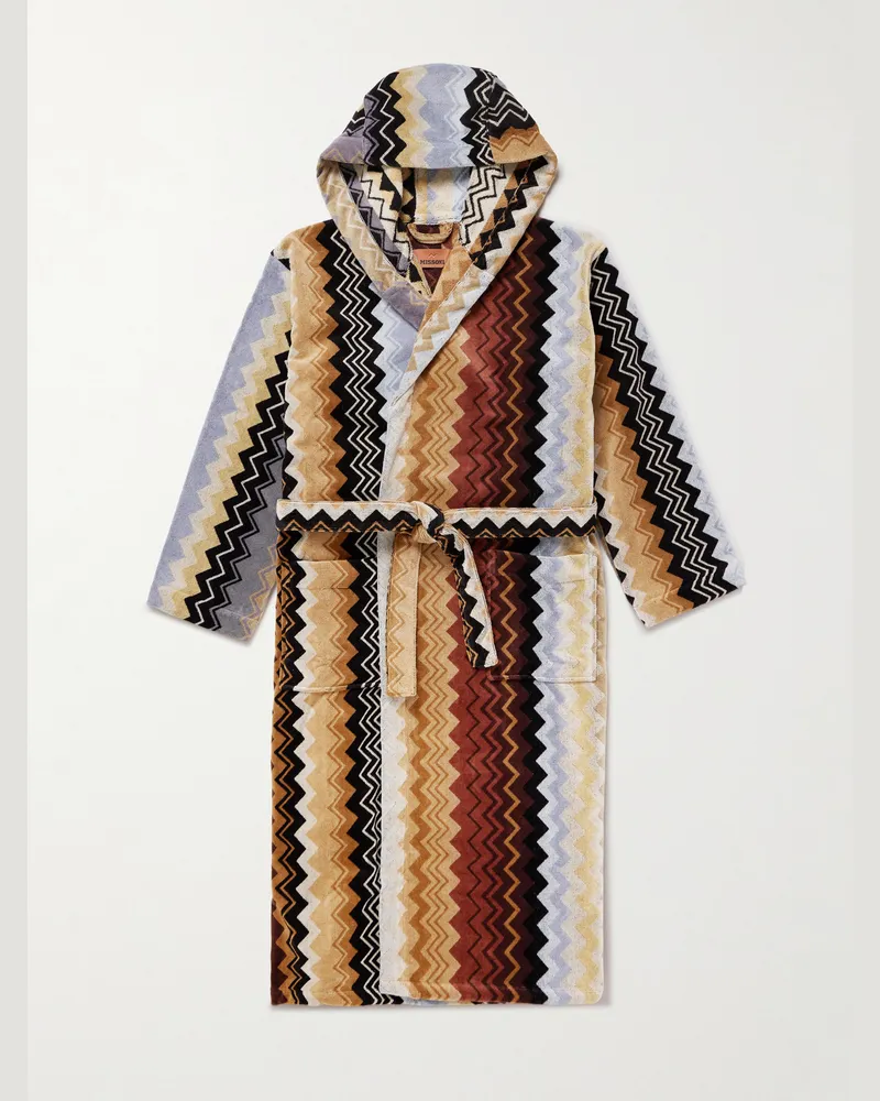 Missoni Home Giacomo Striped Cotton-Terry Hooded Robe Multi