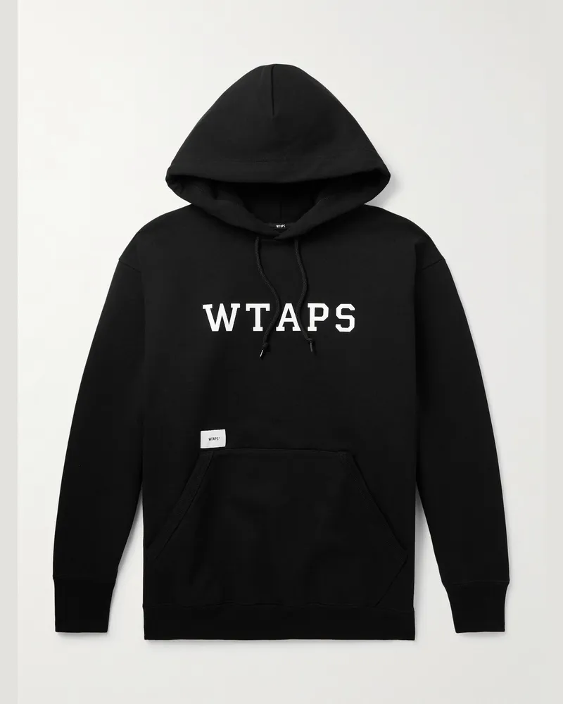 WTAPS Academy Hoodie aus Baumwoll-Jersey mit Logoprint und -applikation Schwarz