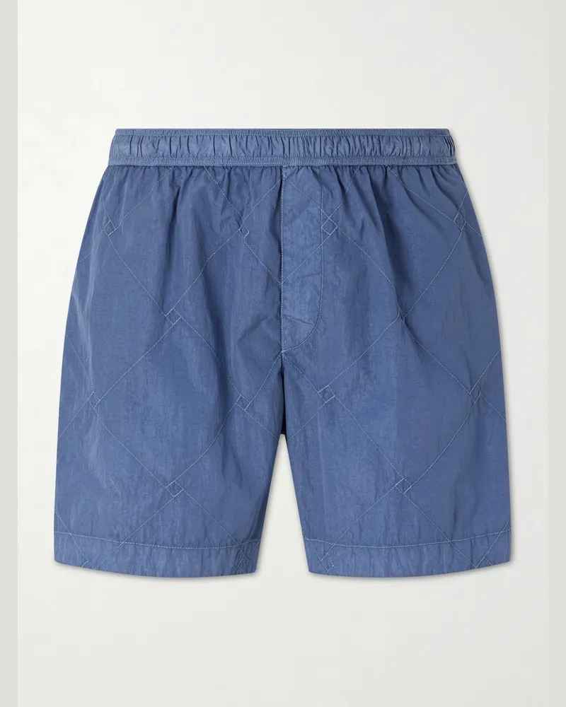 Bottega Veneta Crinkled-Satin Swim Shorts Blue