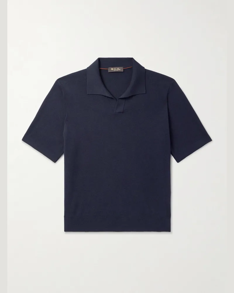 Loro Piana Wish® Wool Polo Shirt Blue