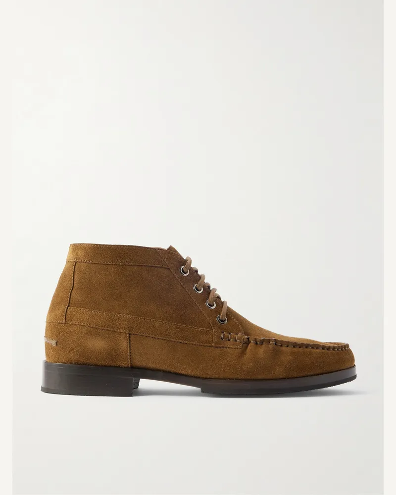 Manolo Blahnik Crosta Rhinebeck Schnürstiefel aus Veloursleder Braun