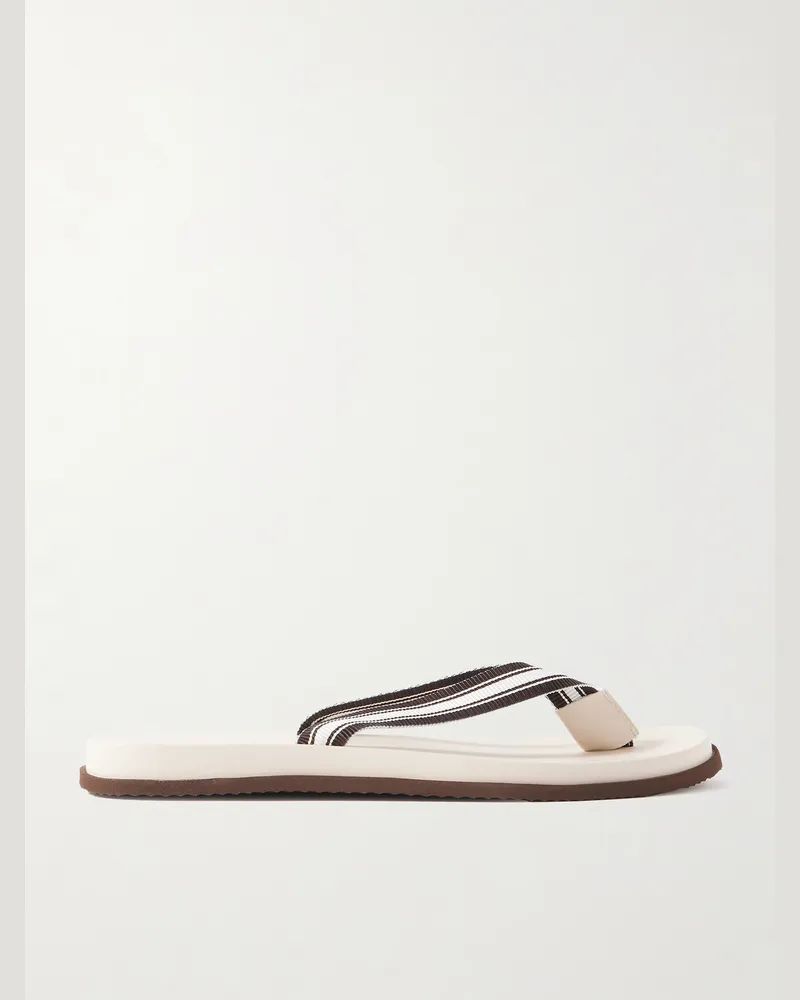 Brunello Cucinelli Zehensandalen aus gestreiftem Ripsband Neutral