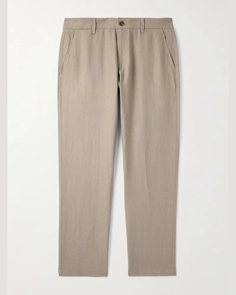 NN 07 Aden 1454 Straight-Leg Linen Suit Trousers Neutrals