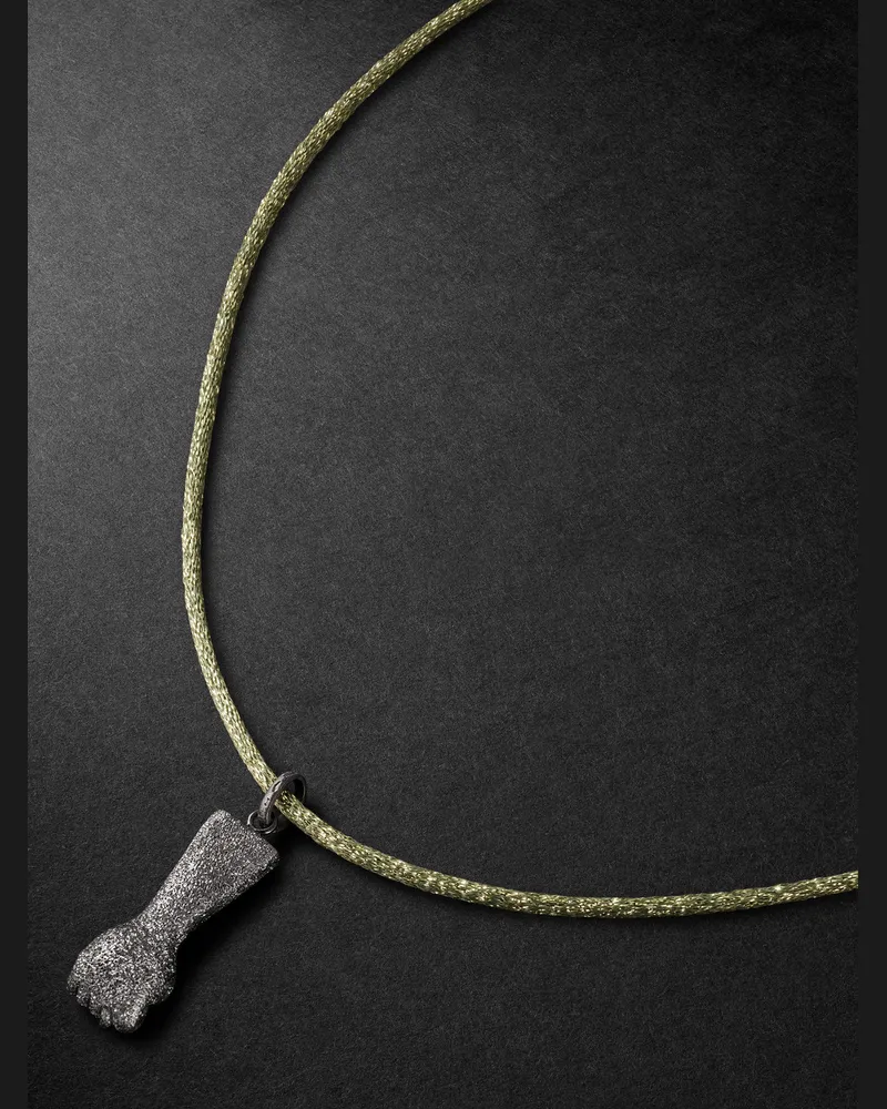 Carolina Bucci Figa Florentine Blackened Gold Lurex Pendant Necklace Green