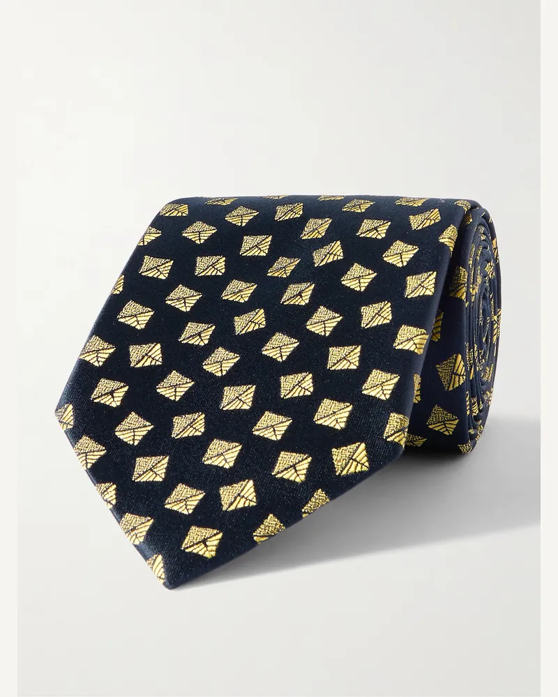 Charvet 8.5cm Silk-Jacquard Tie Blue