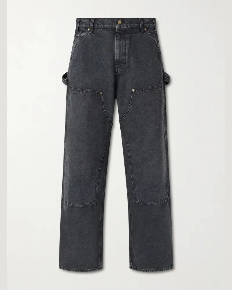 Cherry Los Angeles Wide-Leg Double-Knee Distressed Jeans Black