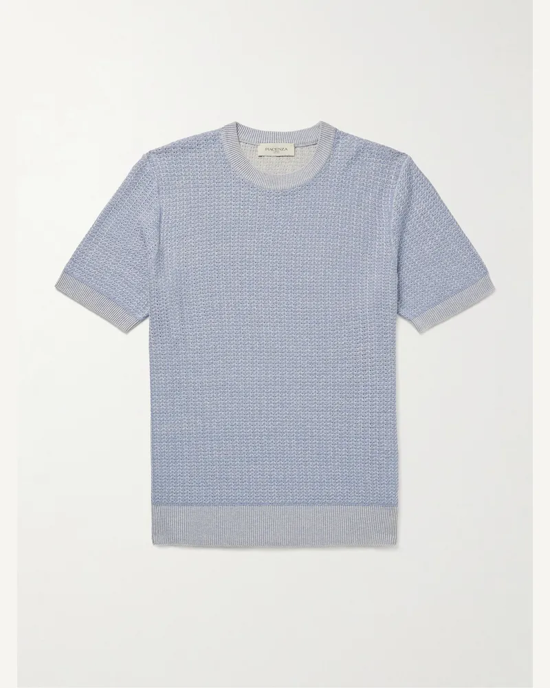 PIACENZA 1733 T-Shirt aus einer Seiden-Leinenmischung Blau