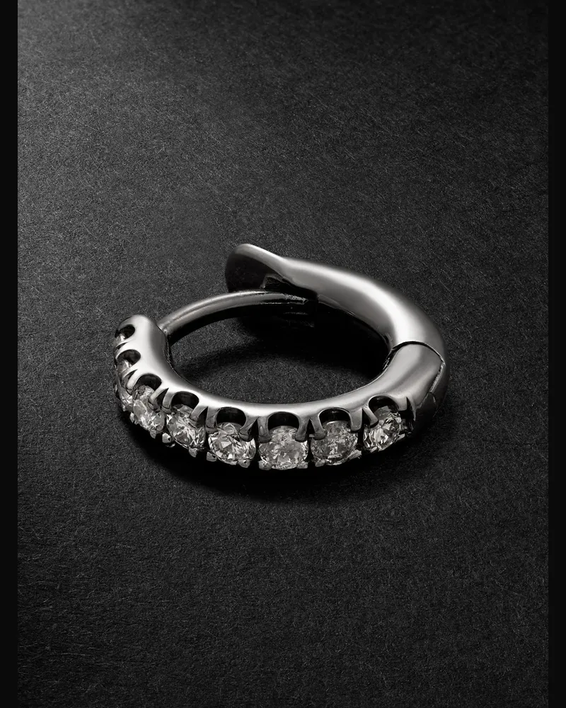 Spinelli Kilcollin Mini Micro einzelne Creole aus rhodiniertem 18 Karat Weißgold mit Diamanten Silber