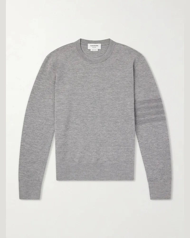 Thom Browne Milano Stitch Wool, Linen and Cotton-Blend Sweater Gray