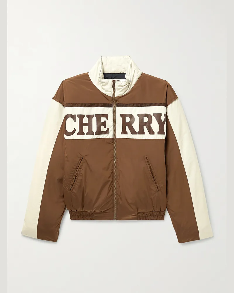 Cherry Los Angeles Pit Crew wattierte Jacke aus Shell mit Logoprint Braun