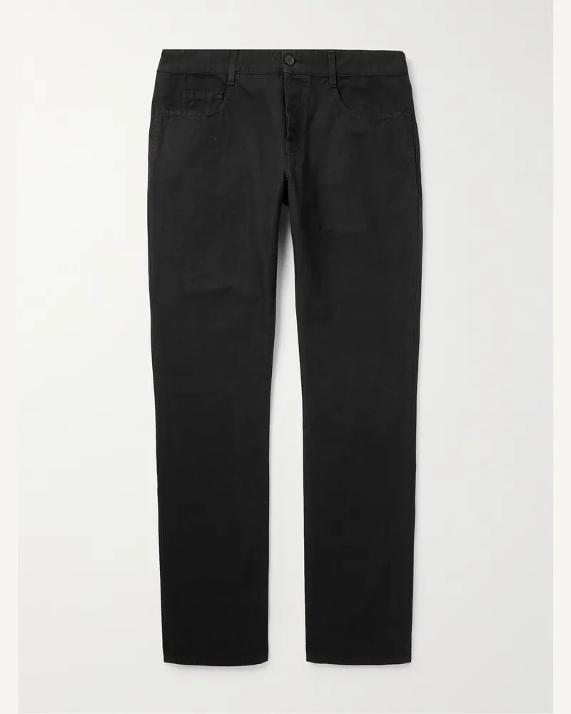Saint Laurent Gerade geschnittene Hose aus Baumwoll-Canvas Schwarz