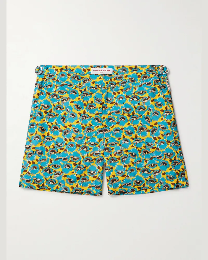 Orlebar Brown Bulldog schmal geschnittene mittellange Badeshorts aus recyceltem Material mit Blumenprint Grün