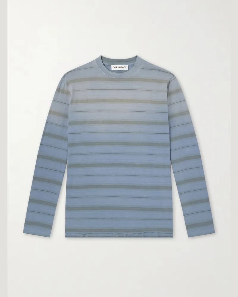 Our Legacy Striped Cotton-Jersey T-Shirt Blue