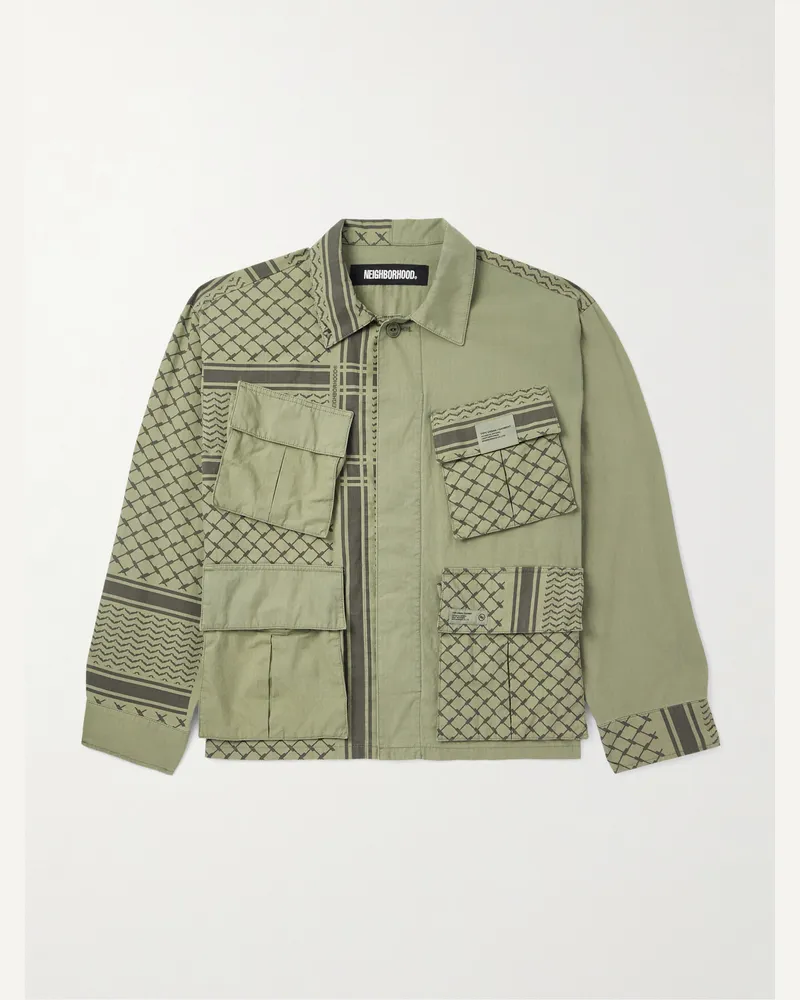 Neighborhood Shemagh Fatigue Printed Cotton-Ripstop Jacket Green
