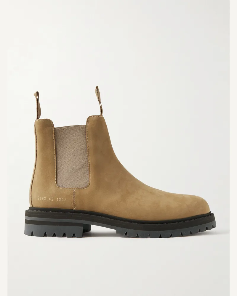 Common Projects Chelsea Boots aus Nubukleder Braun