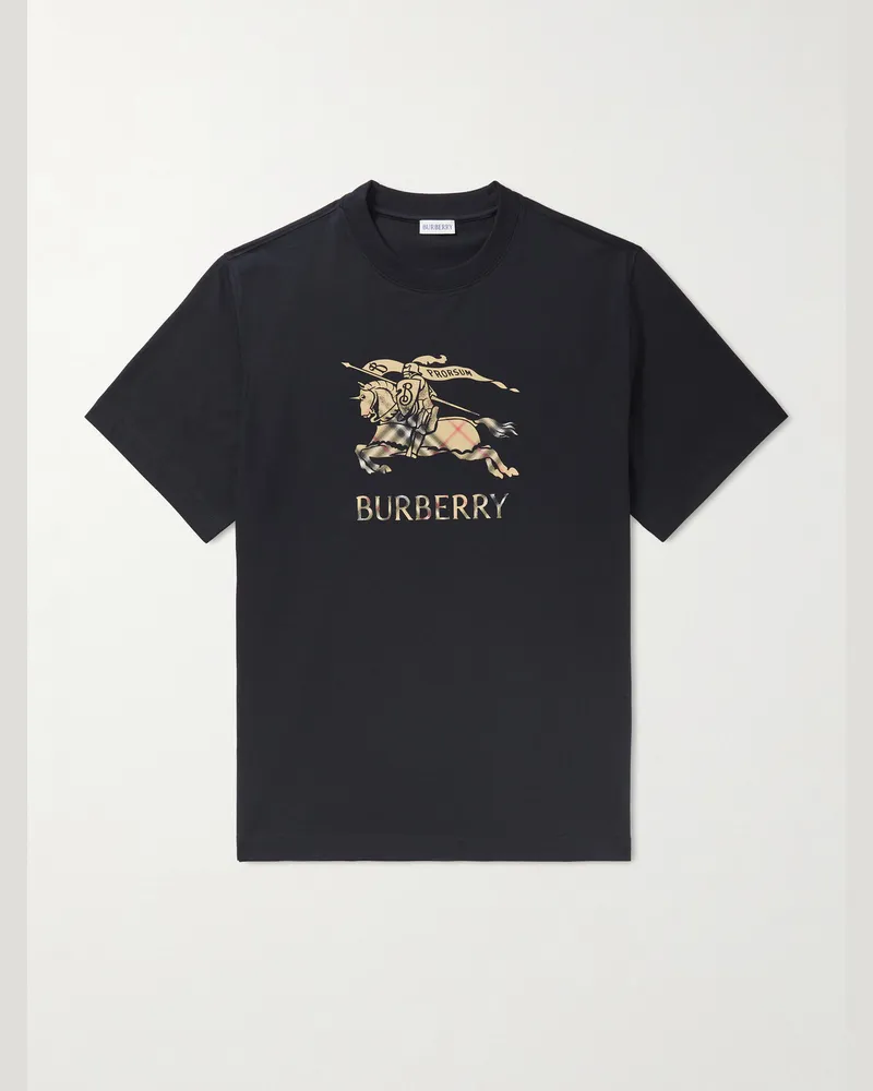 Burberry T-Shirt aus Baumwoll-Jersey mit Logoprint Schwarz
