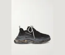 Triple S Clear Sole Mesh, Nubuck and Leather Sneakers