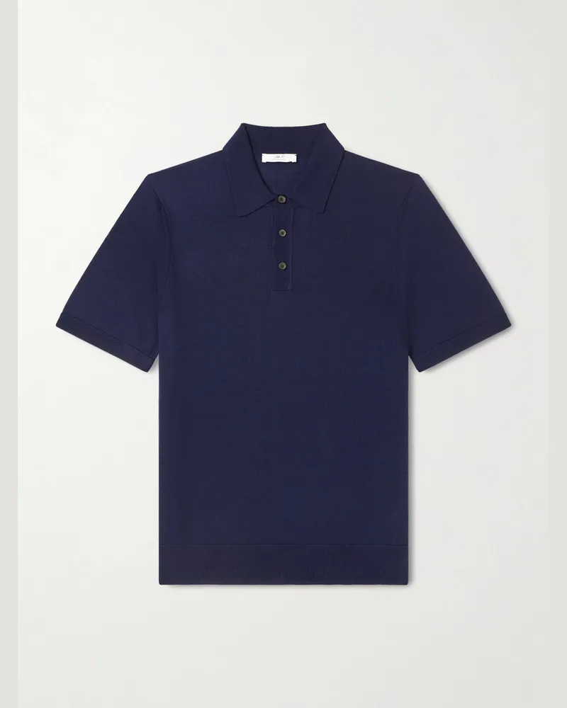 MR P. Merino Wool Polo Shirt Blue