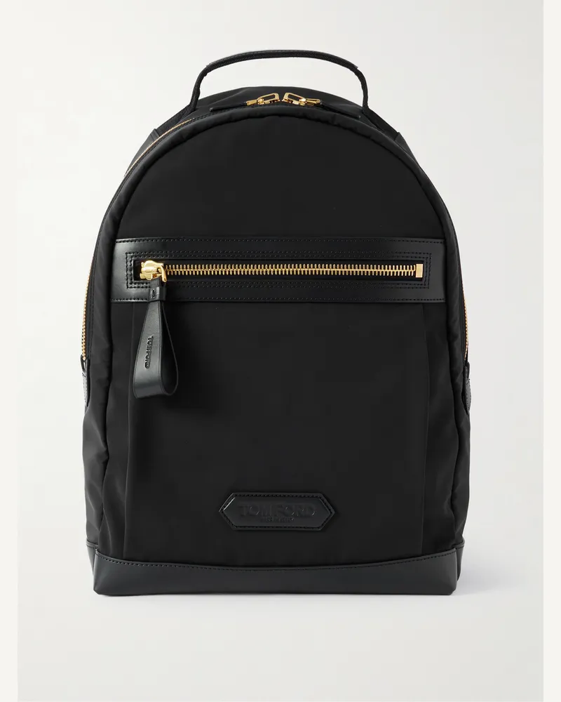Tom Ford Rucksack aus Shell mit Lederbesatz Schwarz