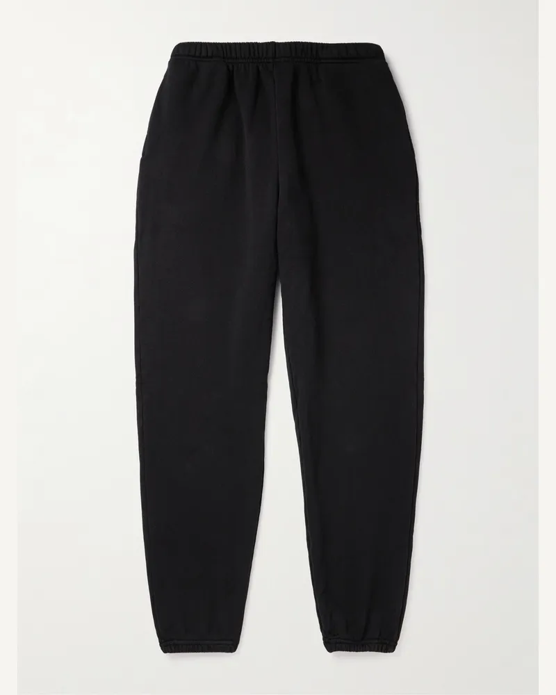 LES TIEN Tapered Garment-Dyed Cotton-Jersey Sweatpants Black