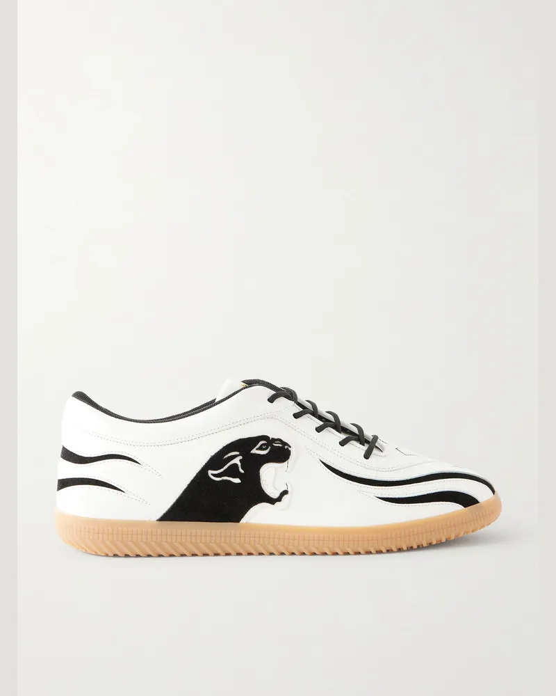 Valentino Garavani Kicky Suede-Trimmed Leather Sneakers White