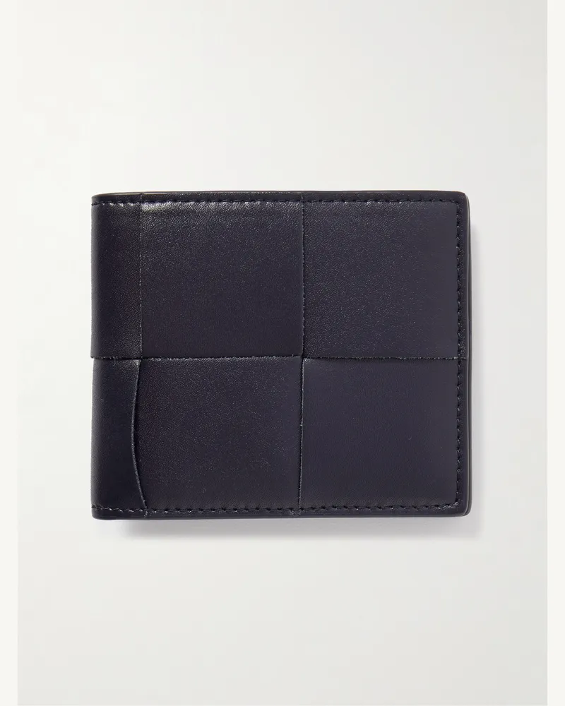 Bottega Veneta Cassette Portemonnaie aus Intrecciato-Leder Blau