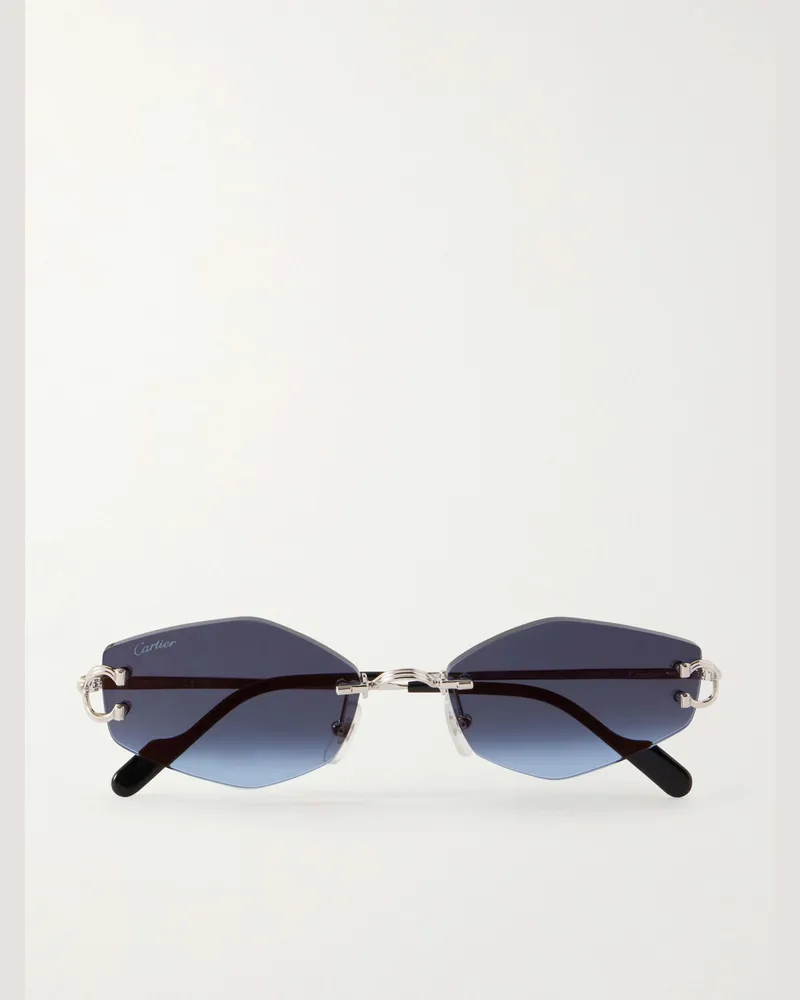 Cartier Round-Frame Silver-Tone and Acetate Sunglasses Silver