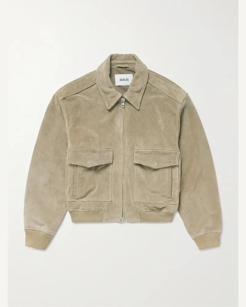 AGOLDE Emil Suede Bomber Jacket Brown