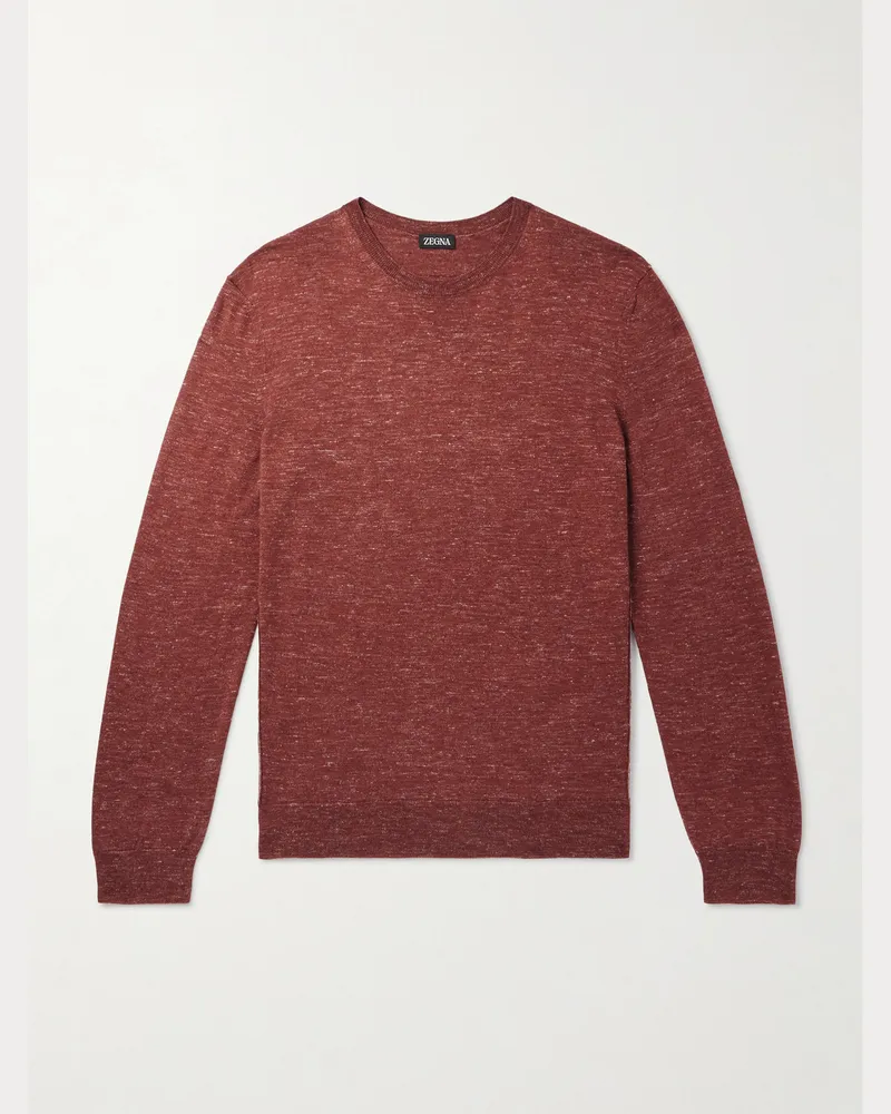 Ermenegildo Zegna Mulberry Silk, Cashmere and Linen-Blend Sweater Red
