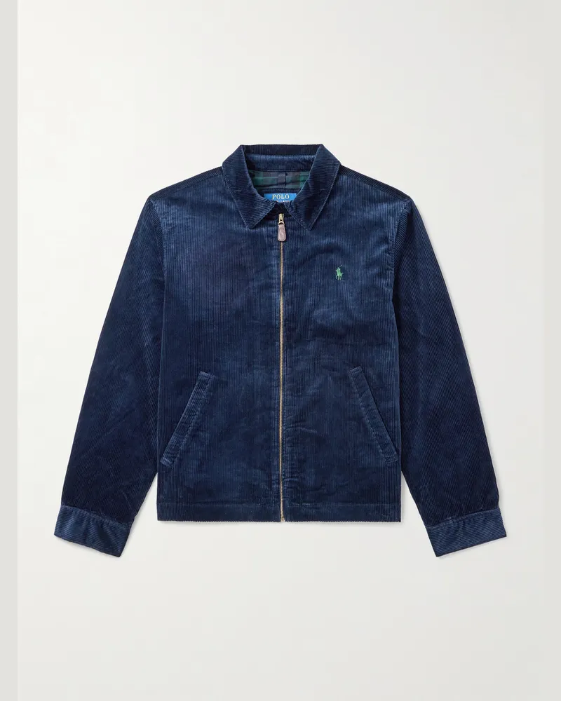 Ralph Lauren Jacke aus Baumwollcord mit Logostickerei Blau